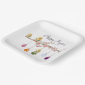 Ostereier auf blühenden Branchen glückliche Osterf Pappteller (Gewinkelt)