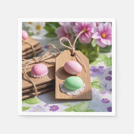 Ostereier auf Gartentisch Serviette (Vorderseite)