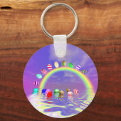 Ostereier auf Regenbogen fahren Schlüsselanhänger (Vorderseite)