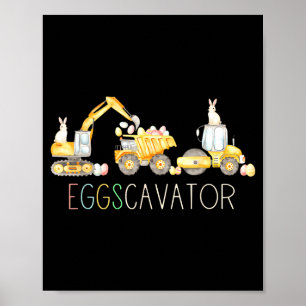Ostereier Bagger Bau Fahrzeug Frohen Ostertag Poster