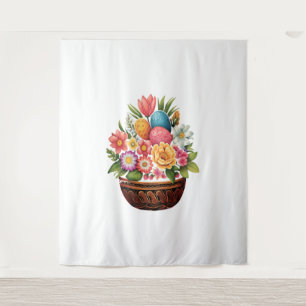 Ostereier Basket Frühlingsblumen Wandteppich