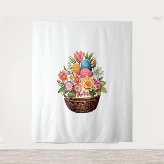 Ostereier Basket Frühlingsblumen Wandteppich (Vorderseite)