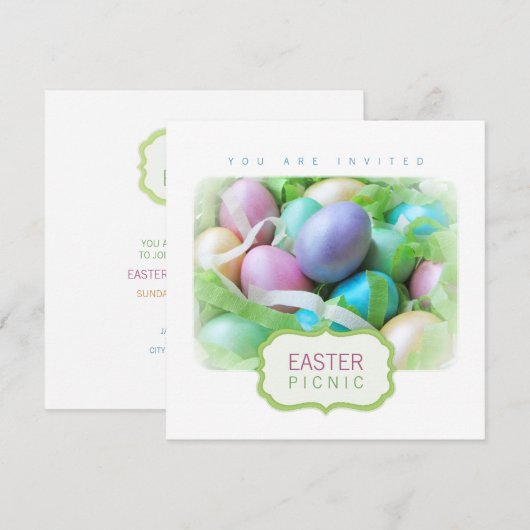 Ostereier Basket Picknick Einladung (Vorne/Hinten)
