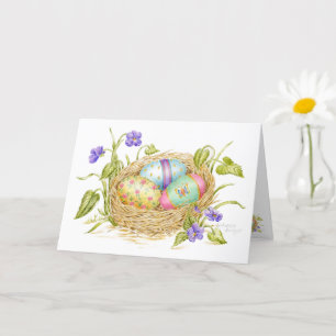 Ostereier bemalt in Nest Grußkarte Karte