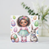 Ostereier Black Girl Bunny Girl Einladung (Stehend Vorderseite)
