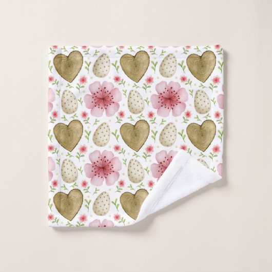 Ostereier Blume und Handtuch aus Holz Badhandtuch Set (Waschlappen)