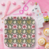 Ostereier Blume und Holzherzen Pappteller (Party)
