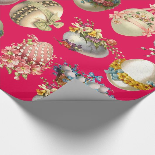 OSTEREIER,BLUME,WEISSE DOVEN IN PINK FUCHSIA GESCHENKPAPIER (Ecke)