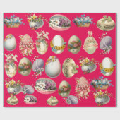 OSTEREIER,BLUME,WEISSE DOVEN IN PINK FUCHSIA GESCHENKPAPIER (Flach)