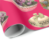 OSTEREIER,BLUME,WEISSE DOVEN IN PINK FUCHSIA GESCHENKPAPIER (Rolleneckpunkt)