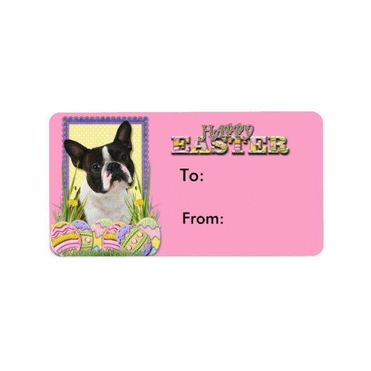 Ostereier - Boston Terrier Adressaufkleber (Vorne)