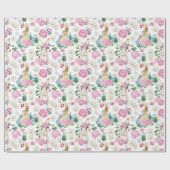 Ostereier Bunny Floral Pastel Peonies Wasserfarbe Geschenkpapier (Flach)