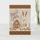 Ostereier Bunny Folk Niedliche Inspirivität Karte (Vorderseite)