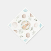 Ostereier Bunny Spring Weiß Beige Pastellblau Serviette (Ecke)