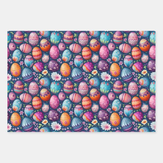 Ostereier Bunter Frühling Geschenkpapier Set (Vorderseite 3)