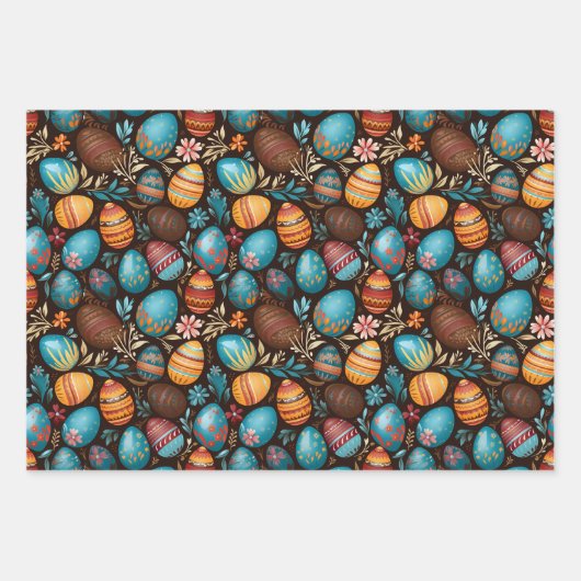 Ostereier Bunter Frühling Geschenkpapier Set (Vorderseite)