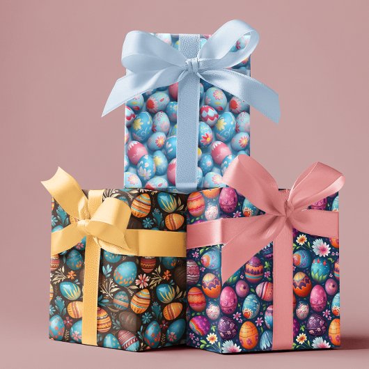 Ostereier Bunter Frühling Geschenkpapier Set