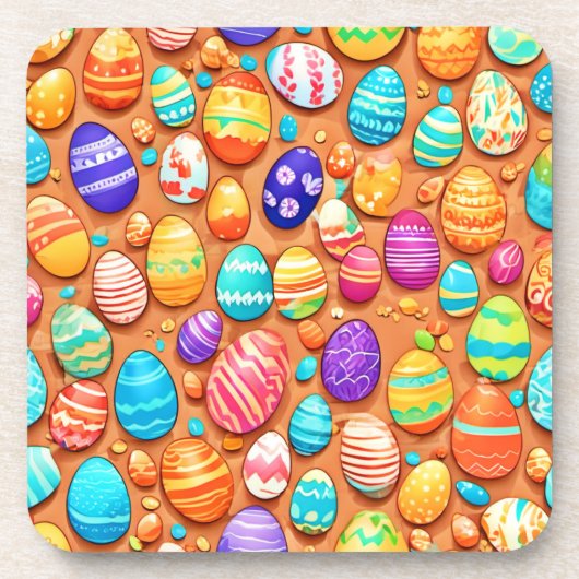 Ostereier Cartoon Muster Getränkeuntersetzer (Vorderseite)