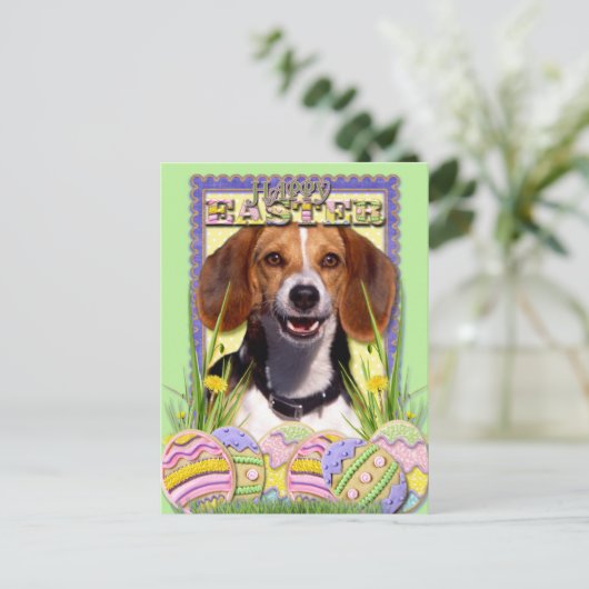 Ostereier-Cookies - Beagle Feiertagspostkarte (Stehend Vorderseite)