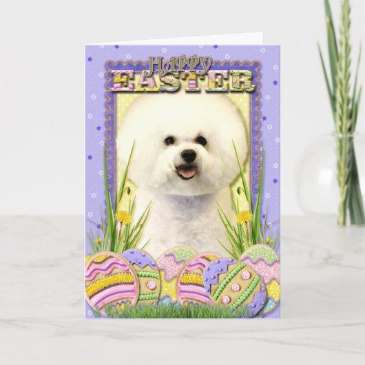 Ostereier-Cookies - Bichon Frise Feiertagskarte (Vorderseite)