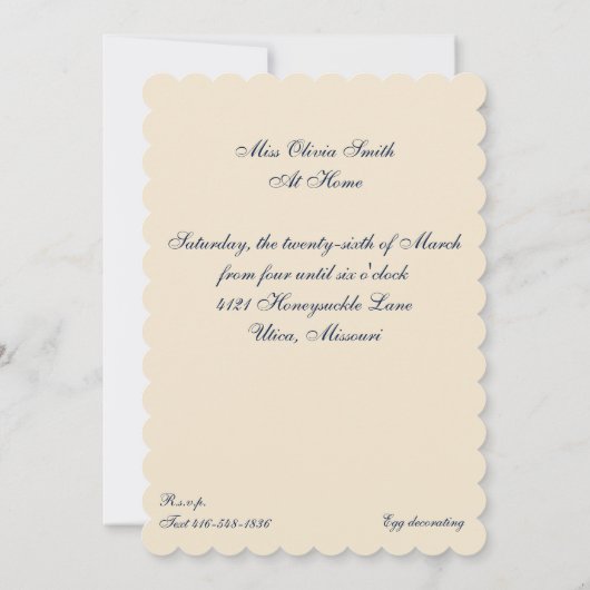 Ostereier Dekorieren Tee Party Einladung (Rückseite)