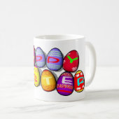 OSTEREIER, DIE FRÖHLICHE OSTERN BUCHSTABIEREN KAFFEETASSE (VorderseiteRechts)