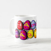 OSTEREIER, DIE FRÖHLICHE OSTERN BUCHSTABIEREN KAFFEETASSE (Vorderseite Links)