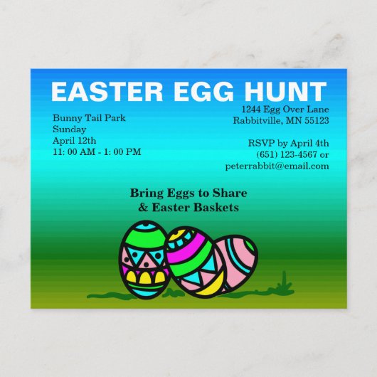 Ostereier - Einladung zur Budgethilfegräse Postkarte (Vorderseite)
