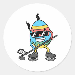 Ostereier Eishockey Niedlichen Sportler Männer Jun Runder Aufkleber