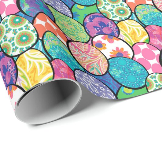 Ostereier farbenfrohe Muster Geschenkpapier (Rolleneckpunkt)