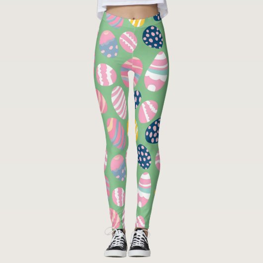 Ostereier farbenfrohe Muster Leggings (Vorderseite)