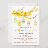 Ostereier, Forsythia Branch Ostereinladung Einladung (Vorderseite)