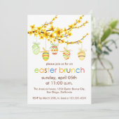 Ostereier, Forsythia Branch Ostereinladung Einladung (Stehend Vorderseite)