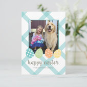 Ostereier Fotokarte Blau Einladung (Stehend Vorderseite)