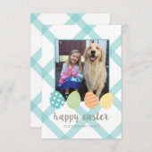 Ostereier Fotokarte Blau Einladung (Vorne/Hinten)