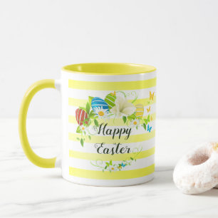 Ostereier Frühlingsblumen und Schmetterlinge Kranz Tasse