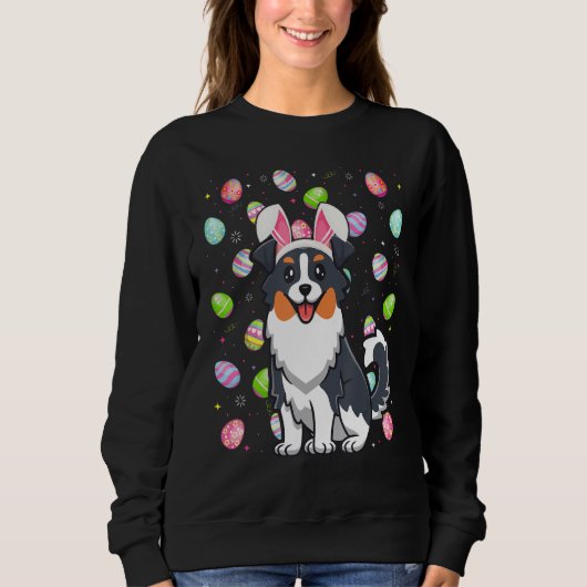 Ostereier Funny Australian Shepherd Dog Oster Sweatshirt (Vorderseite)