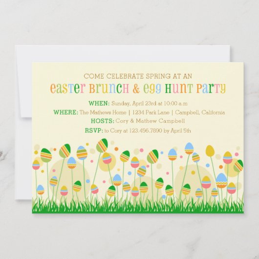 Ostereier Garten Osterbrunch und Osterjagd Einladung (Vorderseite)