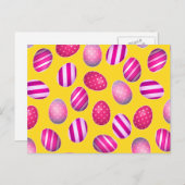 Ostereier Gelb und Rosa Muster Feiertagspostkarte (Vorne/Hinten)