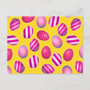 Ostereier Gelb und Rosa Muster Feiertagspostkarte