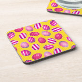 Ostereier gelb und rosa Muster Getränkeuntersetzer (Linke Seite)