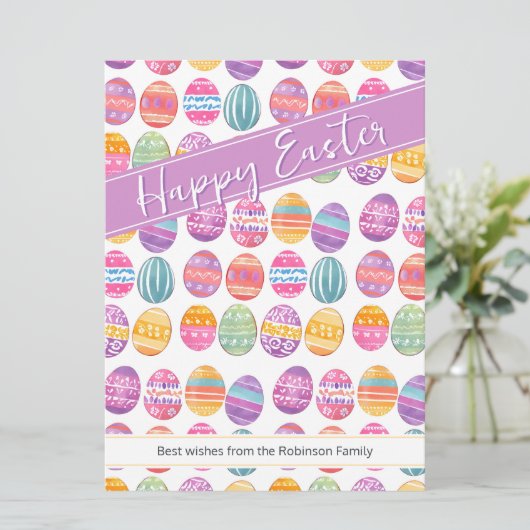Ostereier Gemustert Feiertagskarte (Stehend Vorderseite)