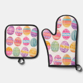 Ostereier Gemustert Hübsch Ofenhandschuh & Topflappen-Set (Vorderseite)