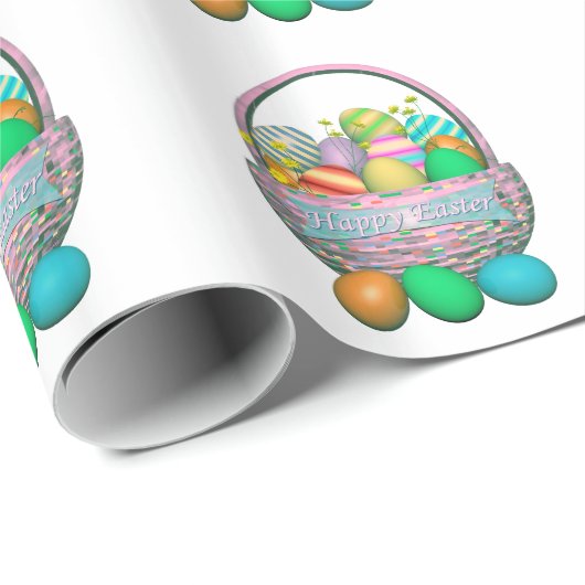 Ostereier gestrichen im Korb Geschenkpapier (Rolleneckpunkt)