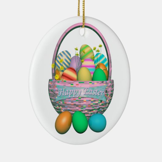 Ostereier gestrichen im Korb Keramikornament (Rechts)