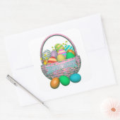 Ostereier gestrichen im Korb Quadratischer Aufkleber (Umschlag)