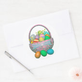 Ostereier gestrichen im Korb Runder Aufkleber (Umschlag)