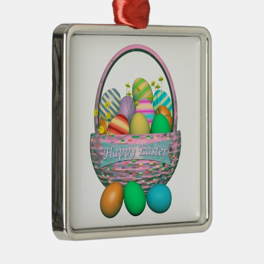 Ostereier gestrichen im Korb Silbernes Ornament (Rechts)