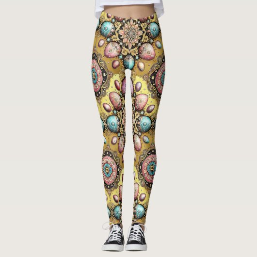 OSTEREIER ~ Gold Blau Pink 3D~ Leggings (Vorderseite)