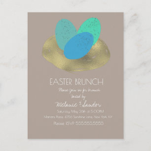 Ostereier Gold Nest Abendessen Brunch Familie Postkarte